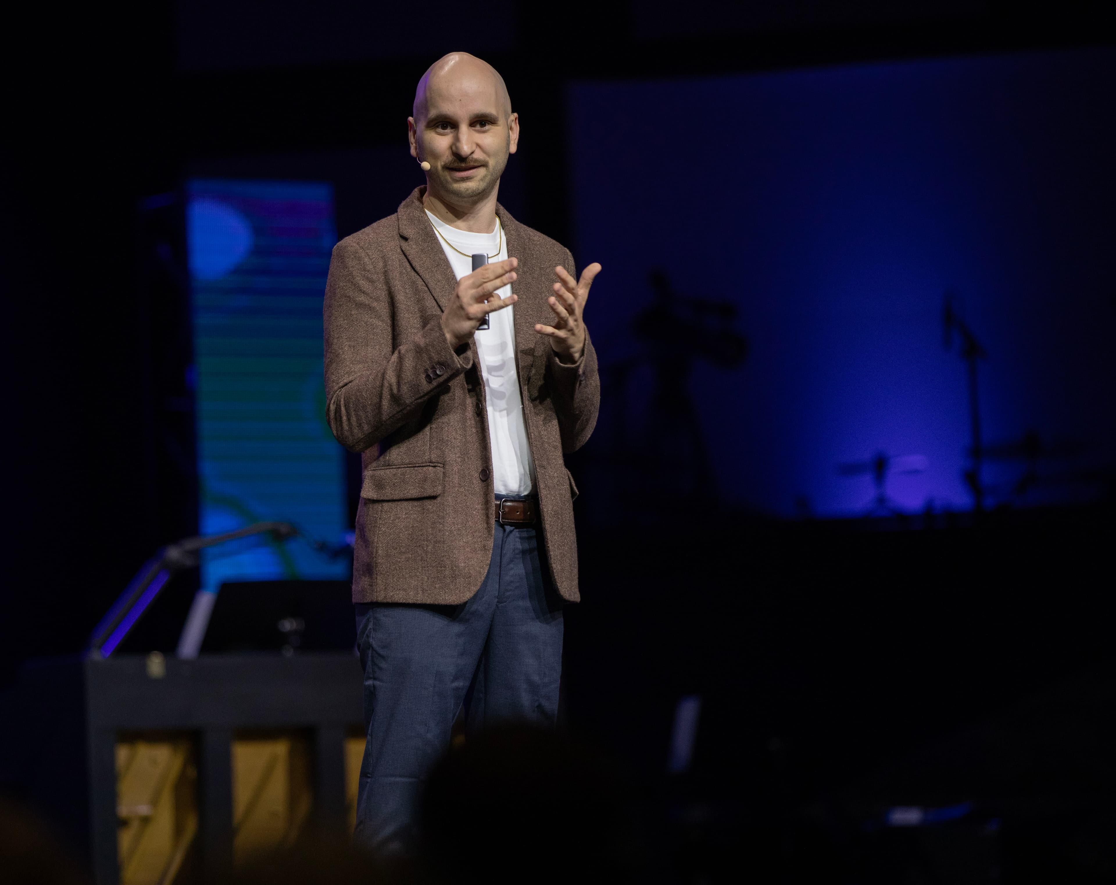 A pastor preaching